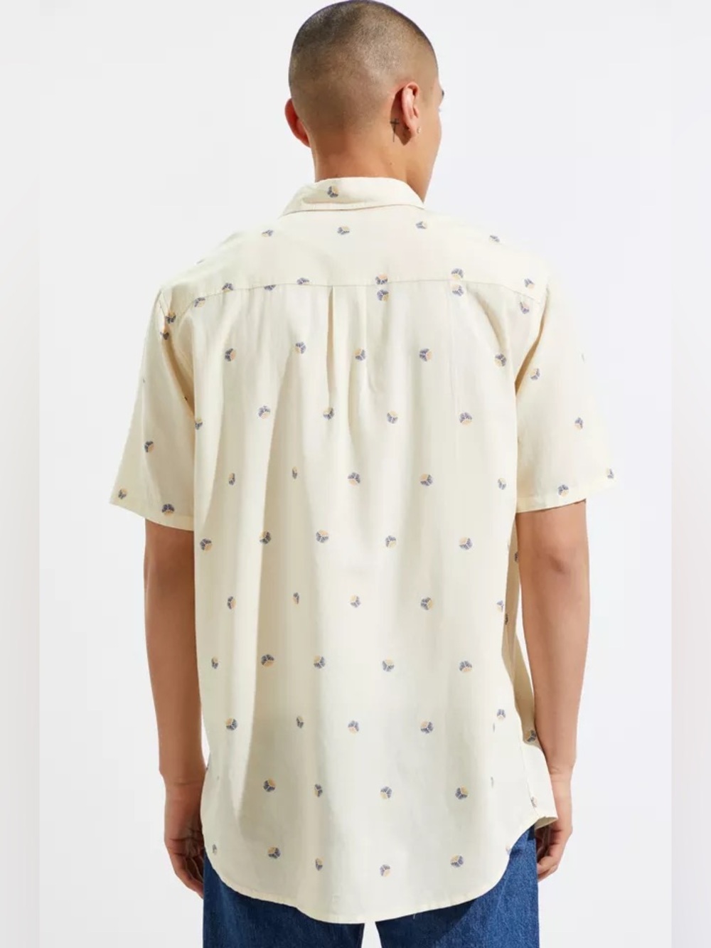 Katin Shirt Mens Medium Beige Geometric Norris‎ Short Sleeve Button Up Casual